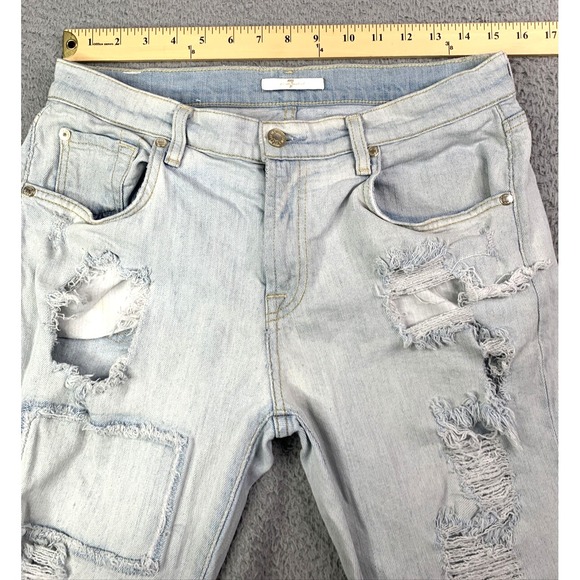 7 For All Mankind Jeans Womens  Size 28 Patchwork Blue Denim Distressed Jeans - Picture 5 of 10